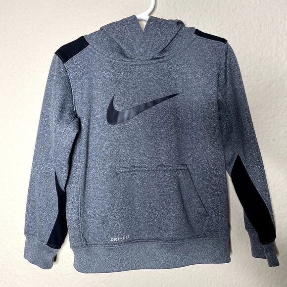 Nike Dri-Fit Toddler SZ 4 XS Hoodie Heathered Gray & Black Pull Over - Picture 1 of 3